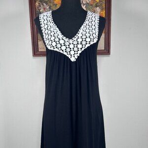 Kenneth Cole Reaction A-Line Dress Women's Medium Black White Crochet Casual